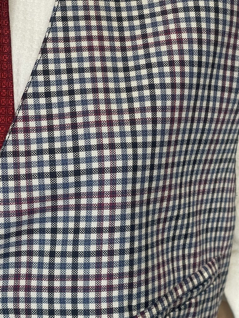 MENS VEST MAROON,BLUE BLACK PLAID BECKER BROTHERS