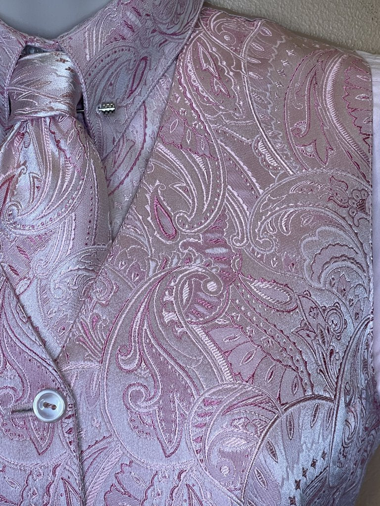 PINK PAISLEY MATCHING SHIRT/VEST/TIE COMBO HAWKWOOD