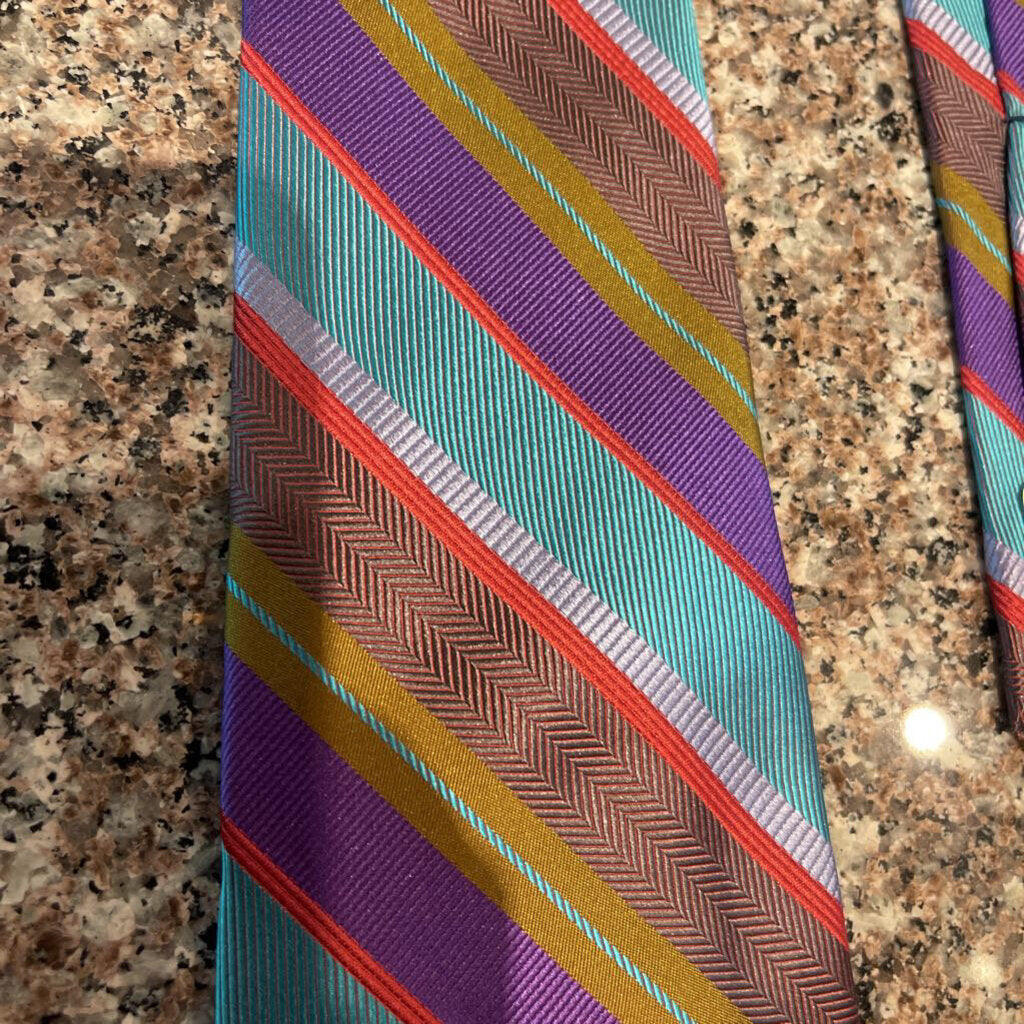 TIE TEAL PURPLE STRIPES