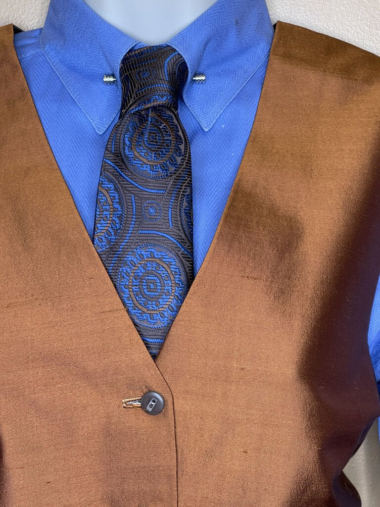 TIE BROWN WITH BLUE CIRCLES