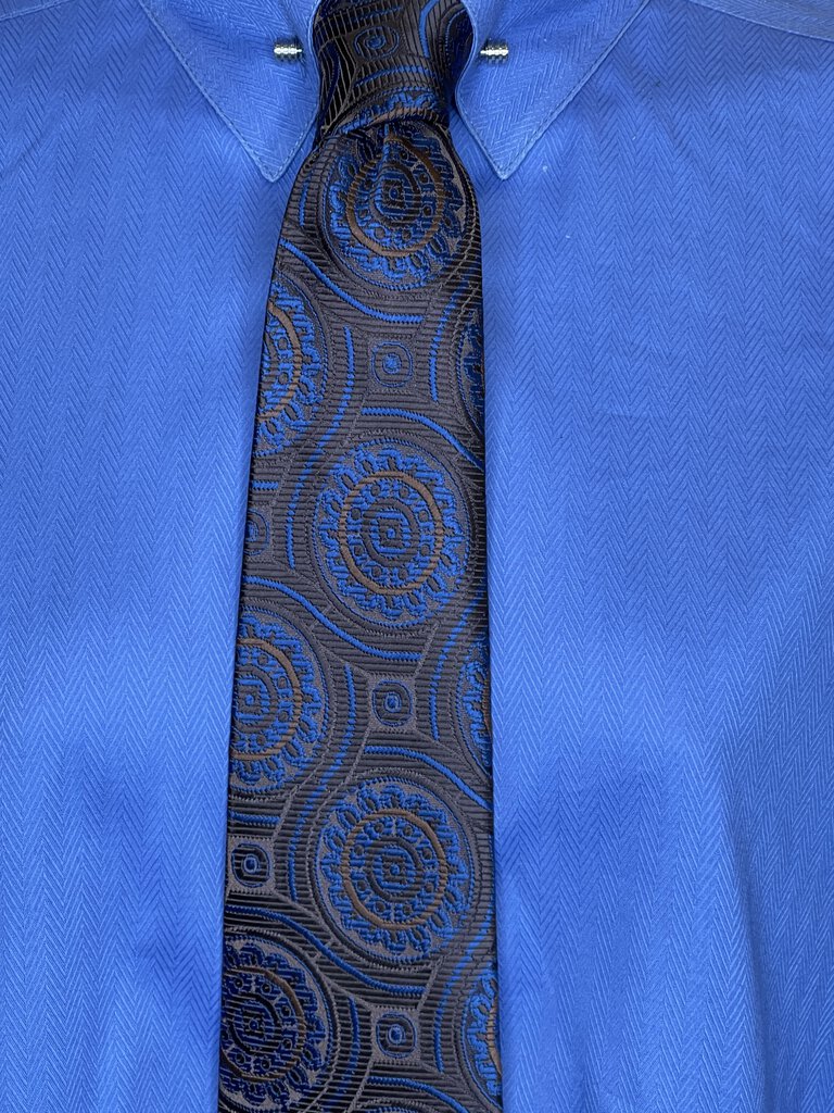 TIE BROWN WITH BLUE CIRCLES