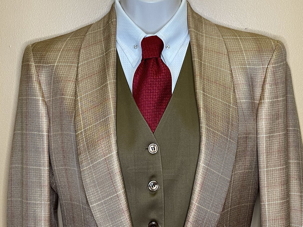 GOLD WITH RED WINDOWPANE DAY COAT CM