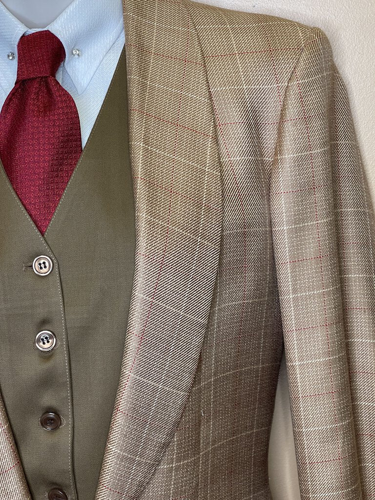 GOLD WITH RED WINDOWPANE DAY COAT CM