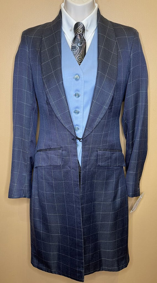 BLUE WITH SILVER WINDOWPANE DAY COAT CM