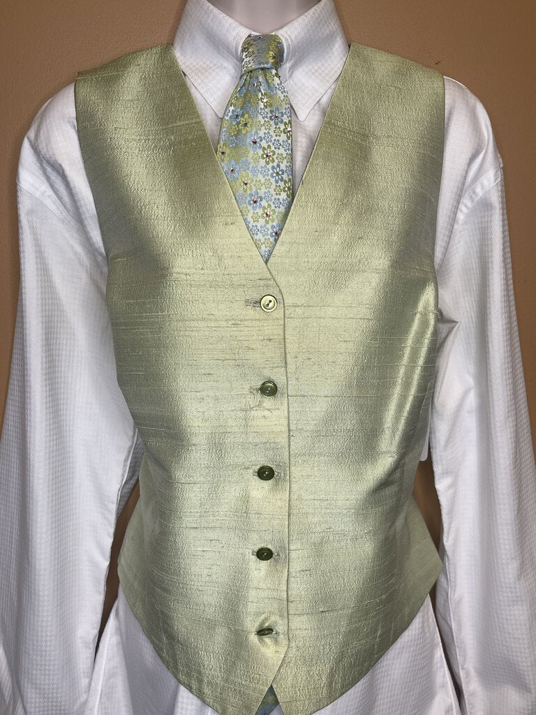 LIGHT GREEN DUPIONI SILK VEST FRIERSON