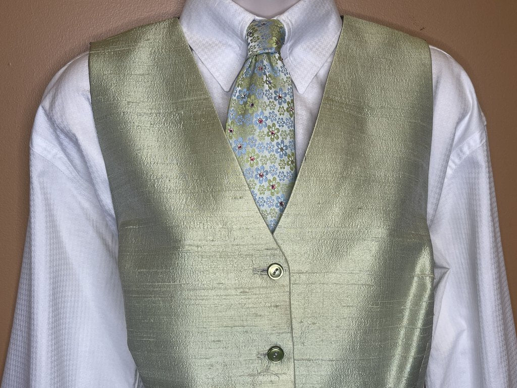 LIGHT GREEN DUPIONI SILK VEST FRIERSON