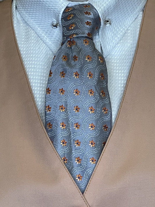 TIE GRAY WITH ORANGE FLOWERS