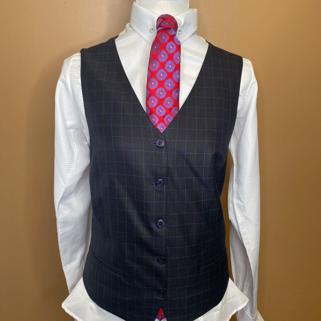 NAVY WITH BLUE WINDOWPANE VEST CM