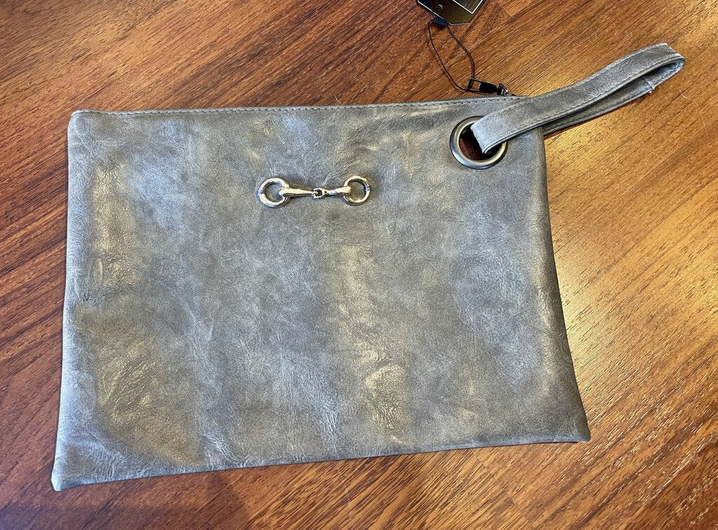 OVERSIZED WRISTLET SNAFFLE BIT PURSE BROWN