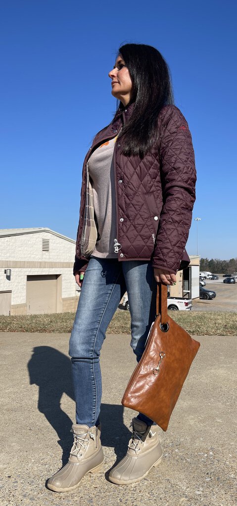 OVERSIZED WRISTLET SNAFFLE BIT PURSE BROWN