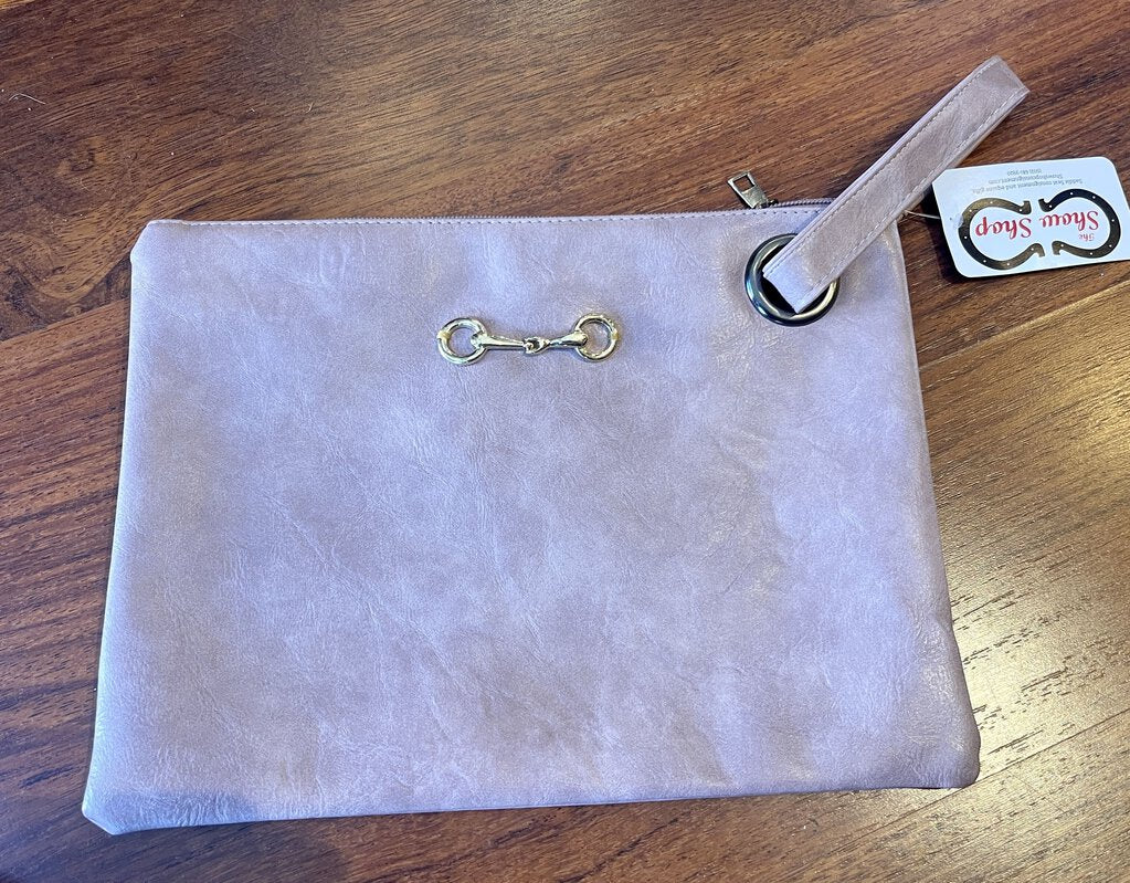 OVERSIZED WRISTLET SNAFFLE BIT PURSE BROWN