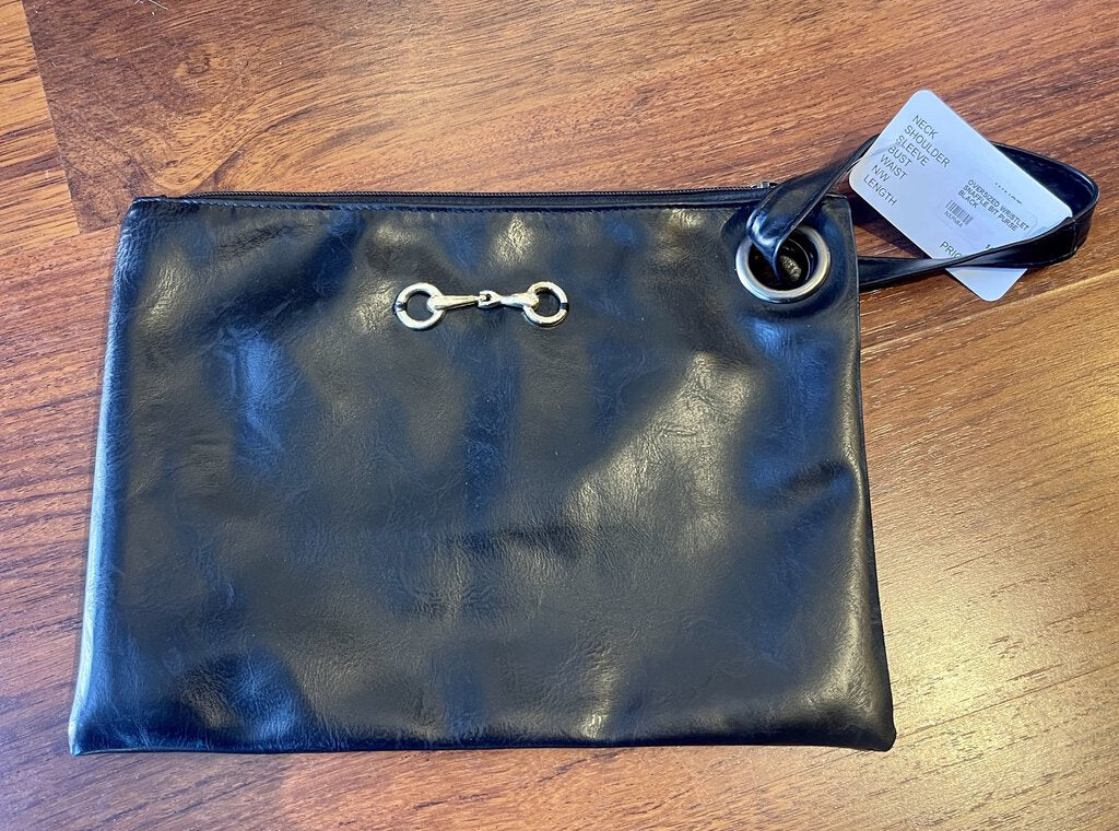 OVERSIZED WRISTLET SNAFFLE BIT PURSE BROWN