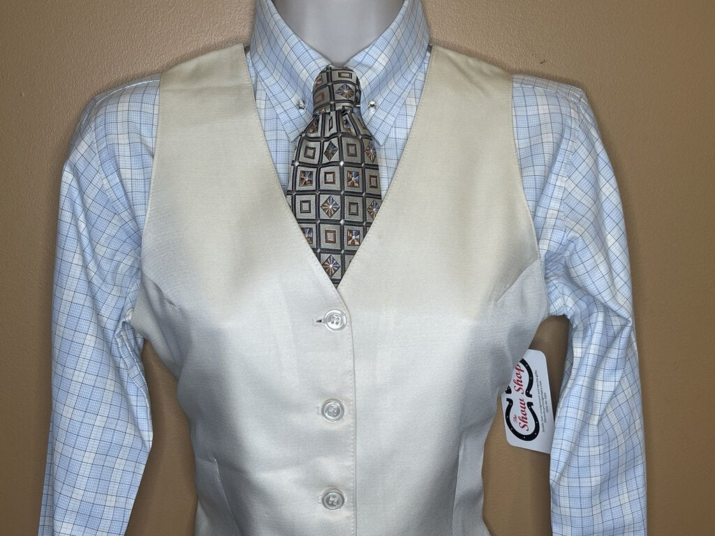 TIE TAUPE/CREAM WITH BLUE ORANGE SQUARES