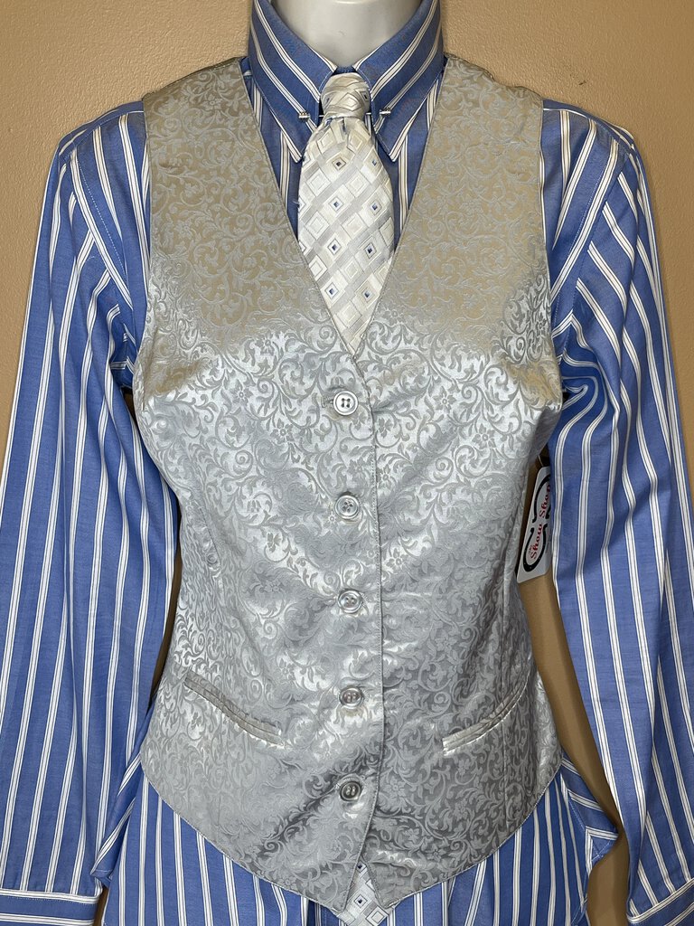 TIE SILVER WITH BLUE DOTS