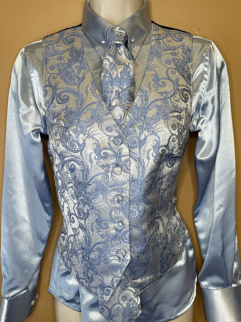 LIGHT BLUE SATIN SHIRT SHOW SEASONS