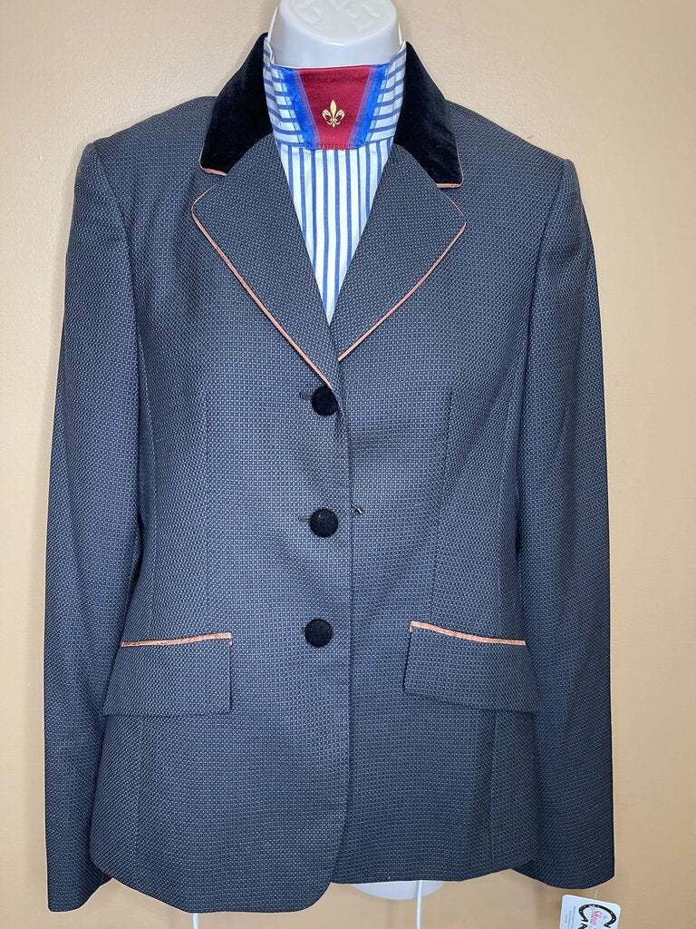 BLACK PATTERN HUNT COAT WITH COPPER TRIM