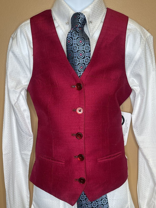 RASPBERRY DUPIONI SILK VEST