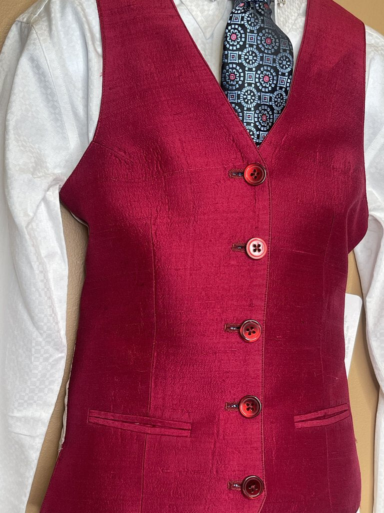 RASPBERRY DUPIONI SILK VEST