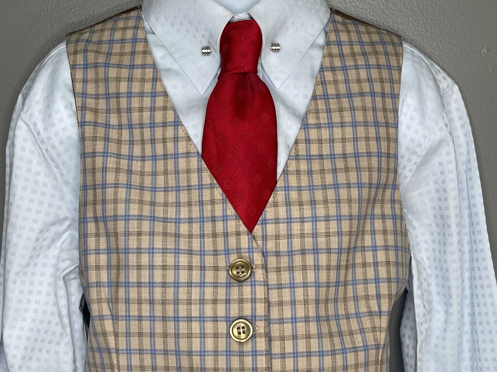 BLUE AND TAN PLAID BECKER BROTHERS VEST