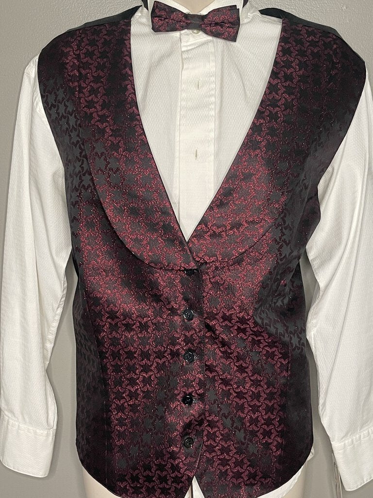 BURGUNDY PATTERN WITH 2 BOWTIES HAWKWOOD FORMAL VEST