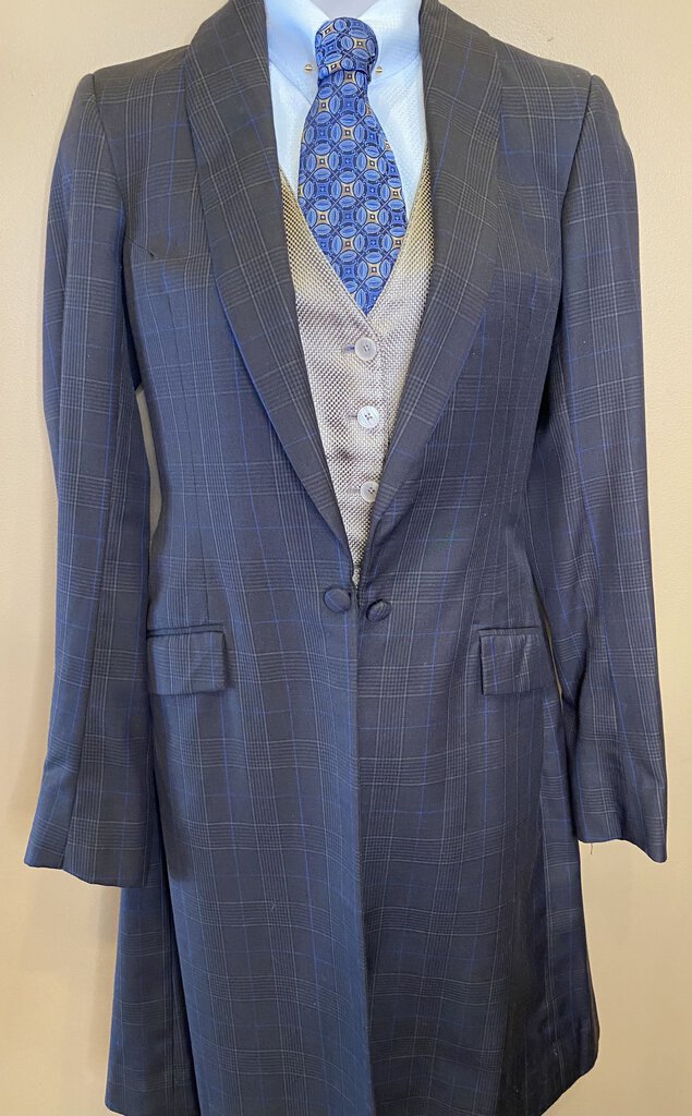 BROWN, TAN, BLUE GLEN PLAID DEREGNAUCOURT DAY COAT