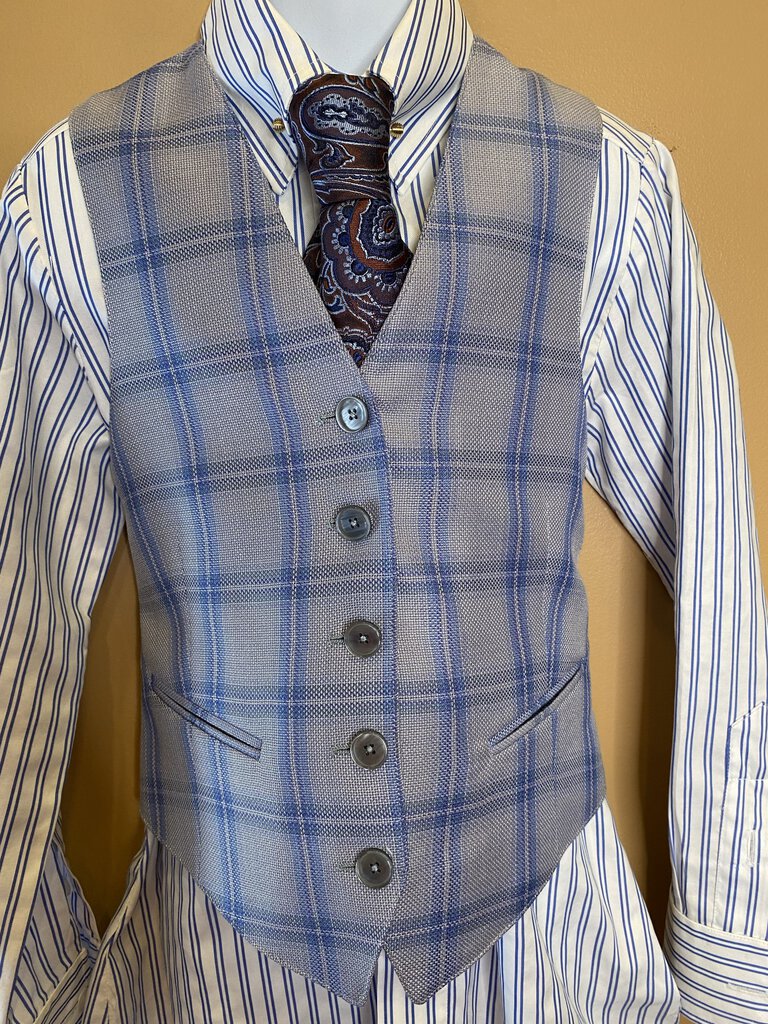 BLUE PLAID DEREGNAUCOURT VEST