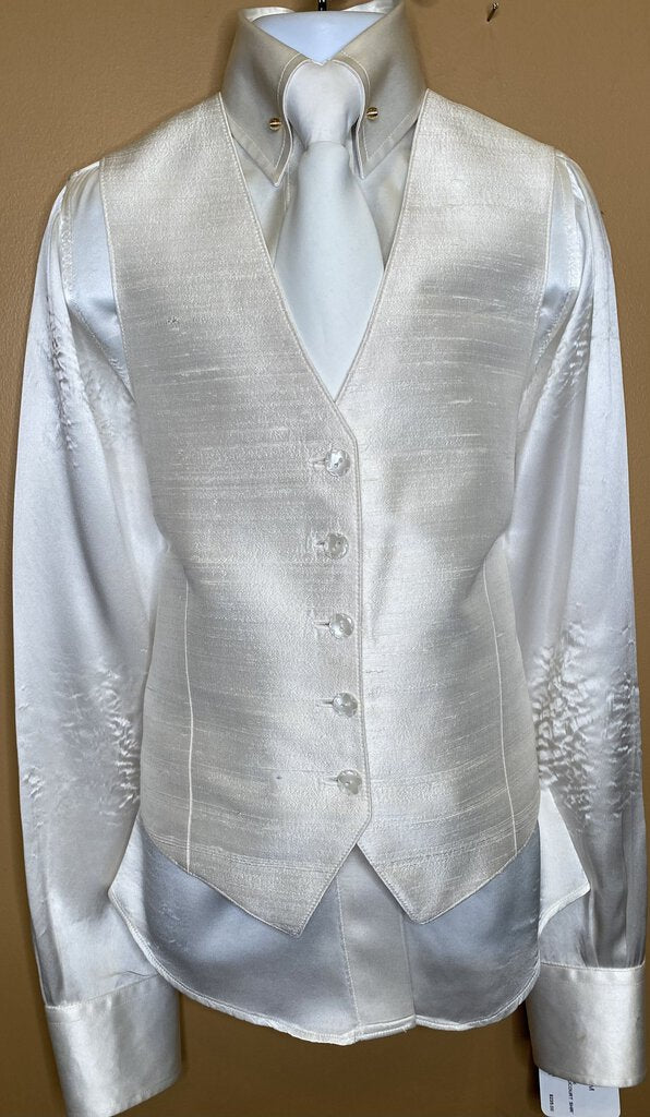 WHITE DUPIONI SILK VEST