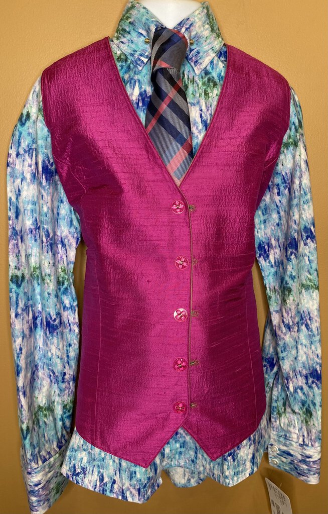 BLUE, GREEN PURPLE PATTERN SHIRT WELL SUITED APPAREL