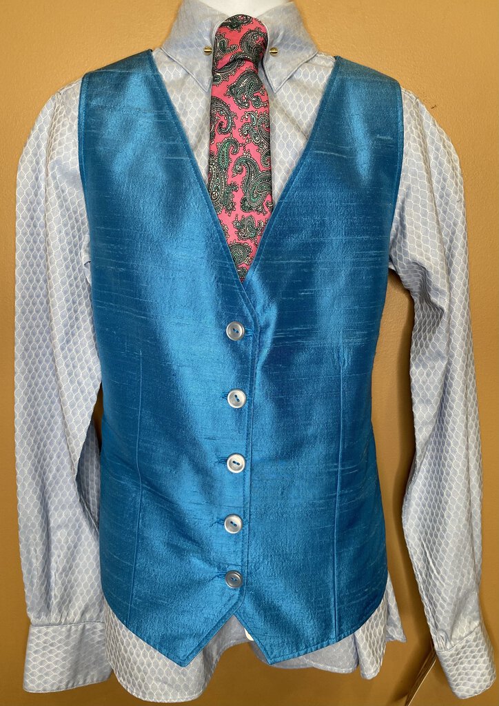 BLUE DUPIONI SILK VEST WELL SUITED APPAREL