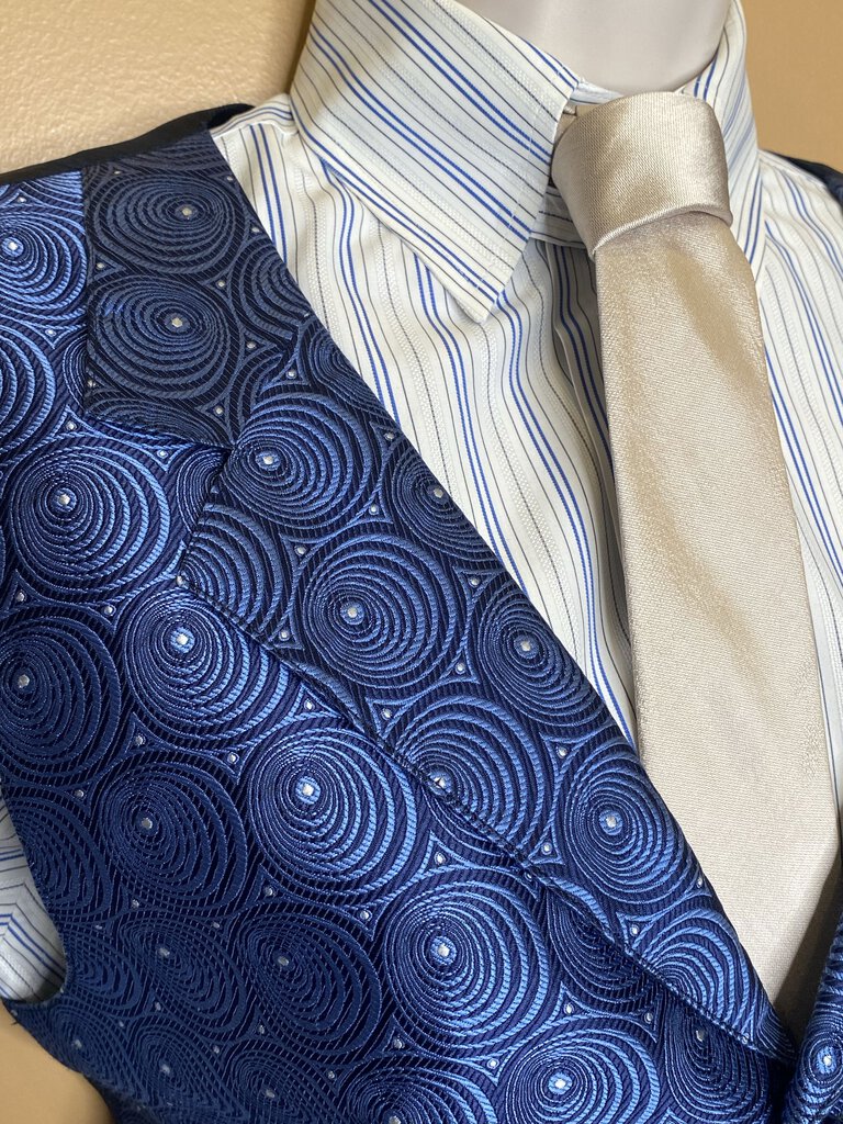 MEN'S BLUE CIRCLES LAPEL VEST DEREGNAUCOURT