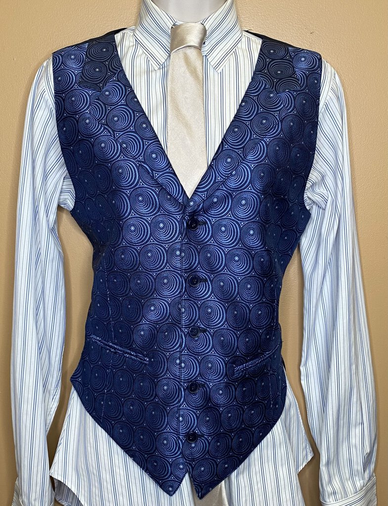 MEN'S BLUE CIRCLES LAPEL VEST DEREGNAUCOURT