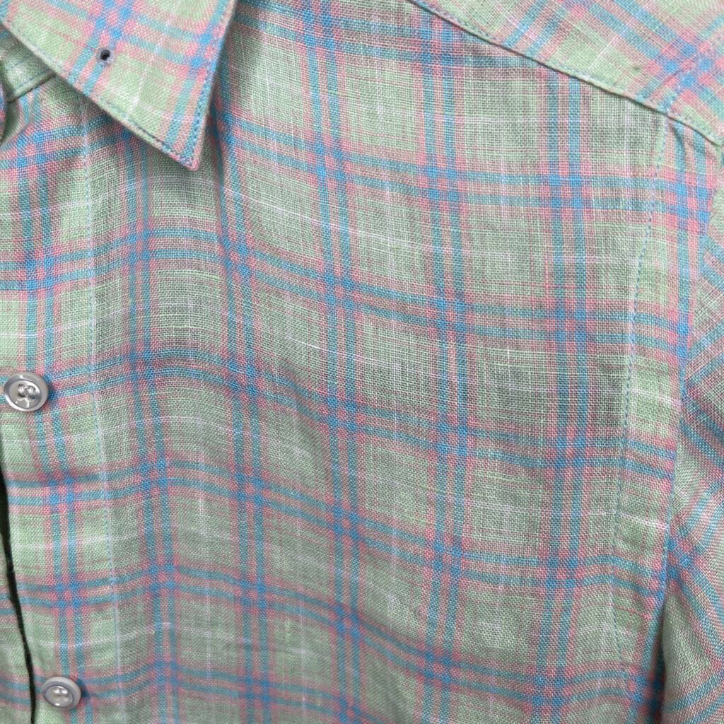 shirt - becker brothes lime green with pink plaid (2155)