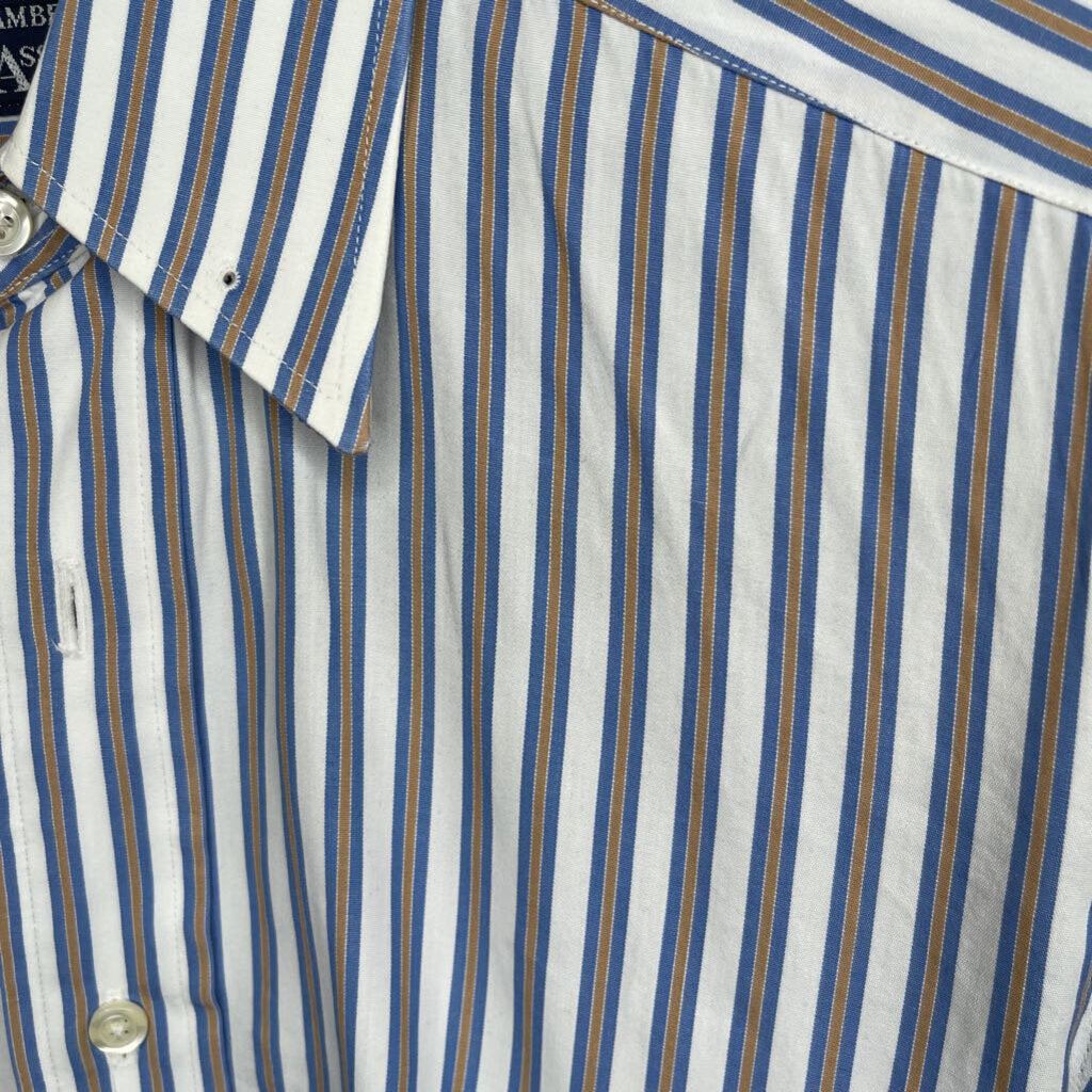 SHIRT BLUE WITH TAN STRIPE