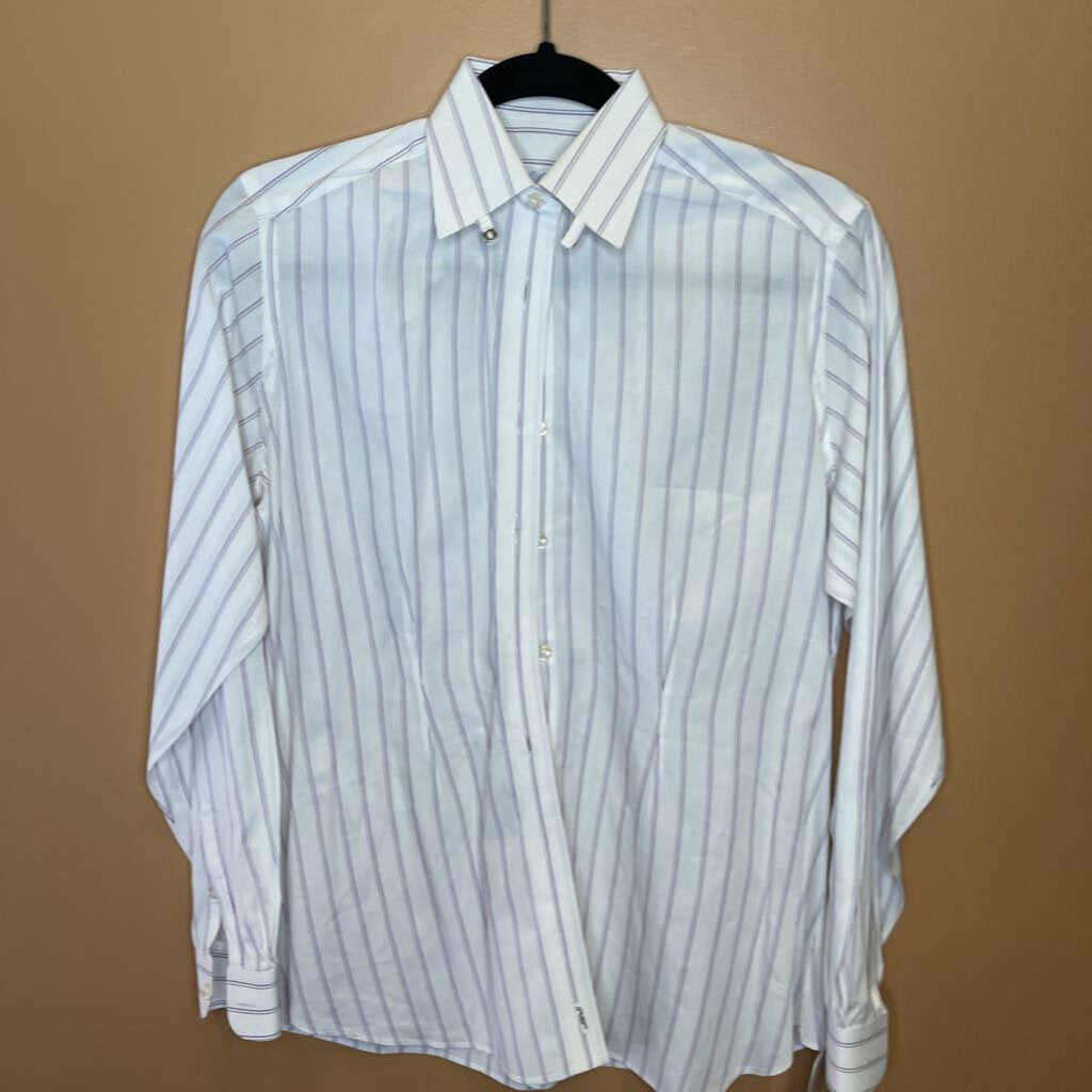 SHIRT LE CHEVAL WHITE WITH PURPLE STRIPES