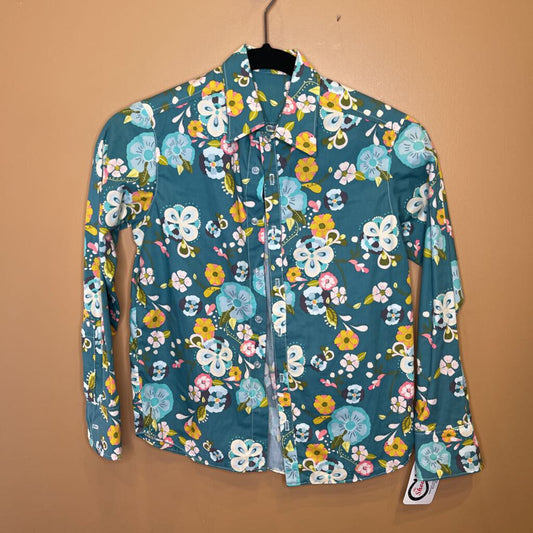 CUSTOM SHIRT TEAL WITH MULTI FLOWERS