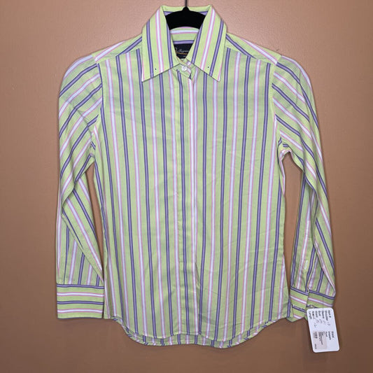 SHIRT DEREGNAUCOURT GREEN WITH PURPLE/PINK STRIPE