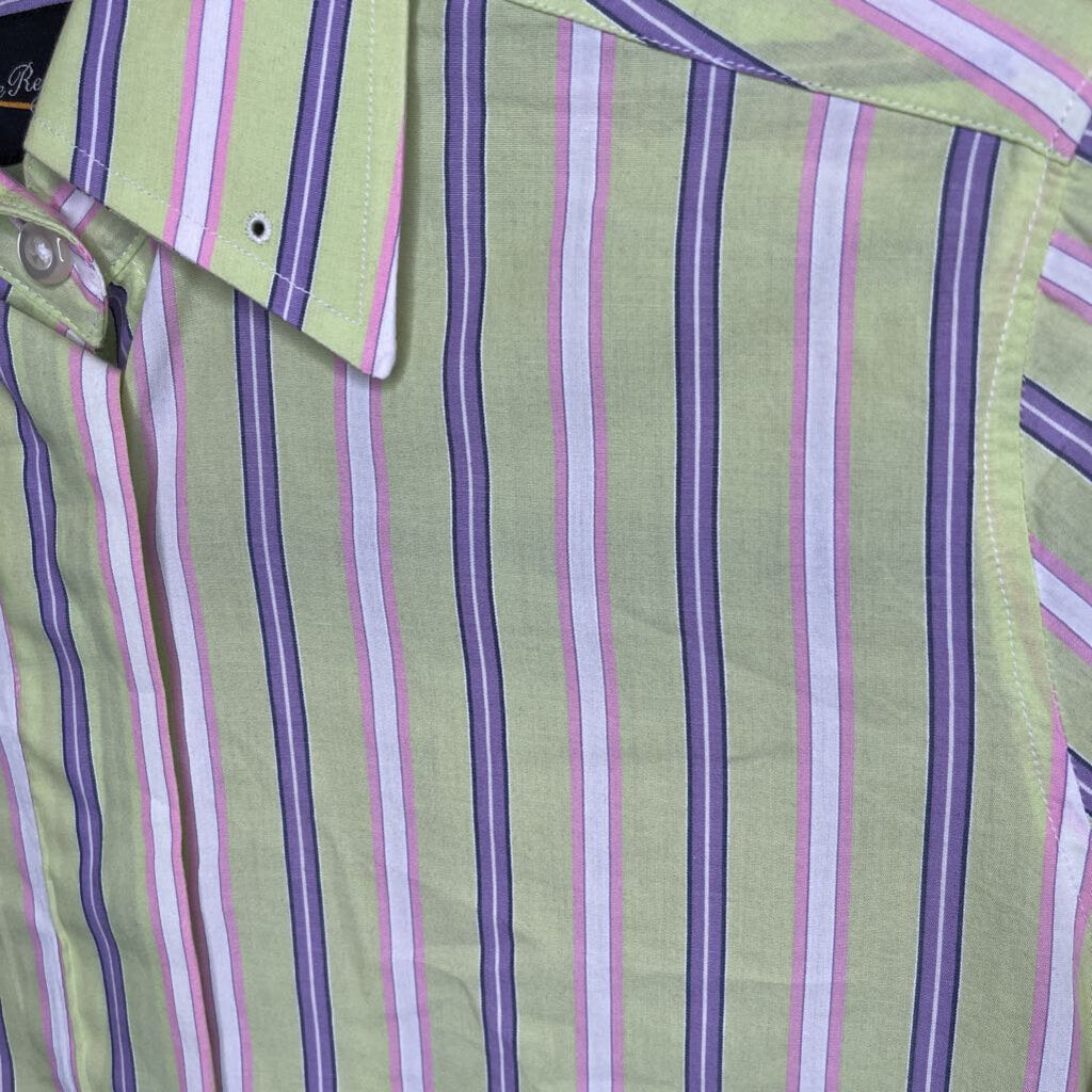 SHIRT DEREGNAUCOURT GREEN WITH PURPLE/PINK STRIPE