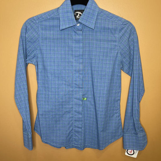 SHIRT DEREGNAUCOURT BLUE WITH GREEN CHECK