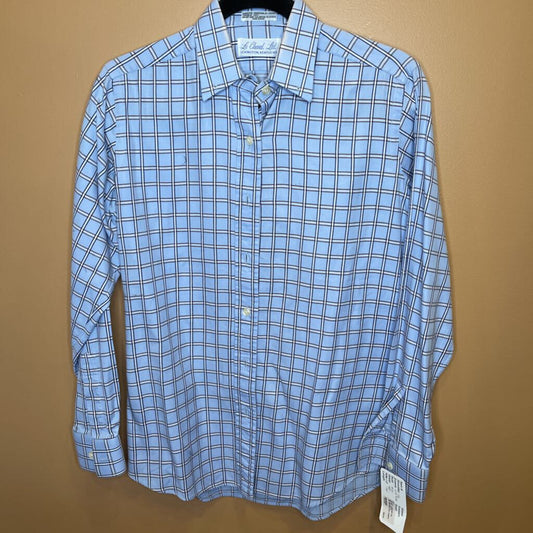 SHIRT LECHEVAL BLUE WITH BLUE/BROWN CHECK