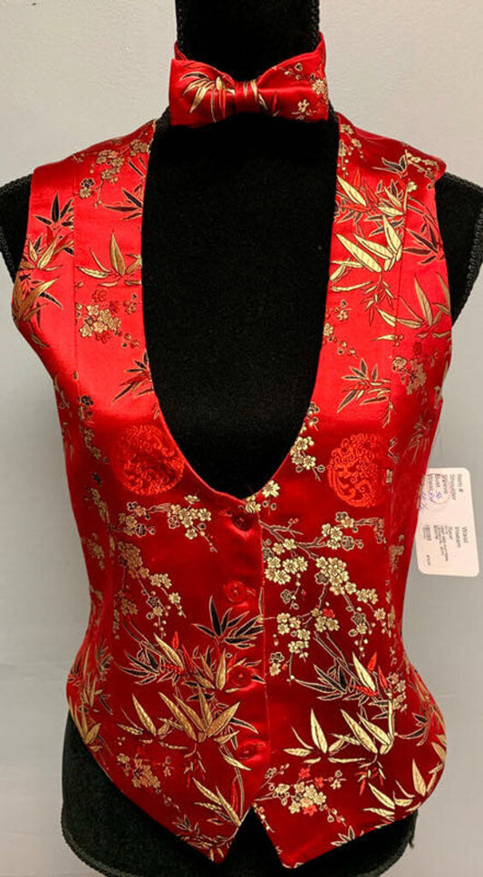 VEST RED PATTERN LECHAVAL WITH BOWTIE